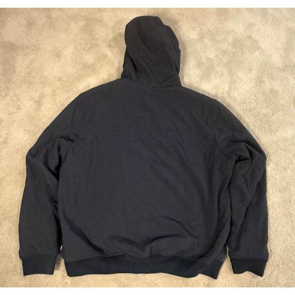 Vtg Levis Sherpa Lined Jacket Hooded Waterproof Mens XL Black Trucker Work - Picture 2 of 9